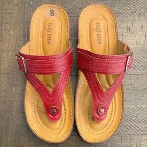 Red Flex Step Sandals with Buckle
